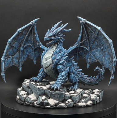 Frost — Blue collectible ice dragon on a frozen base